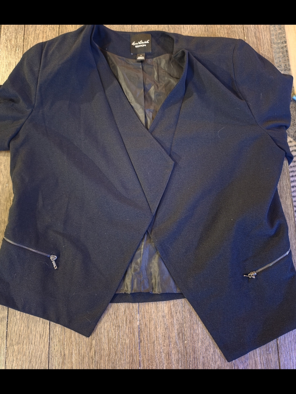 Gloria Vanderbilt Edition Black Open-Front Blazer with Zip Pockets Size 14